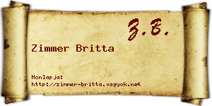 Zimmer Britta névjegykártya